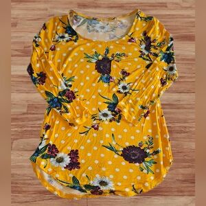 Size S Floral Yellow Polka Dot Women's Top
